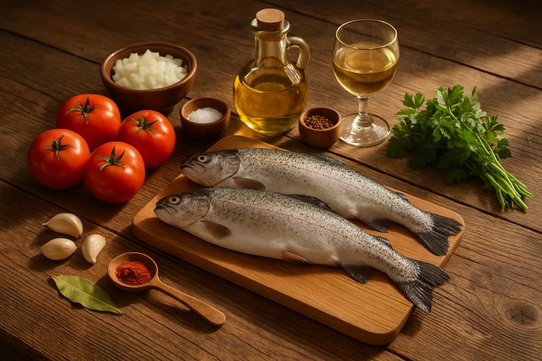 ingredientes trucha con tomate