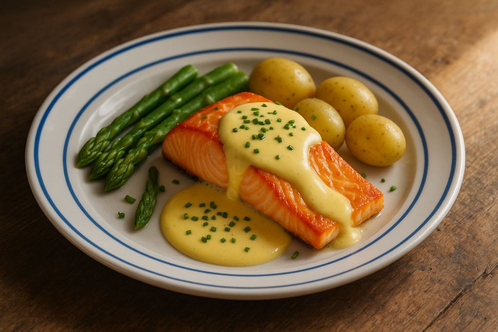 salmón en salsa holandesa
