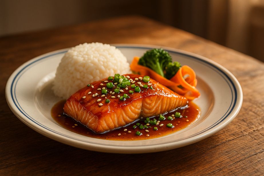 salmón con salsa teriyaki