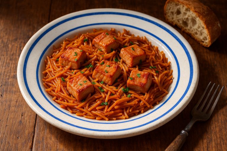 atún con fideos