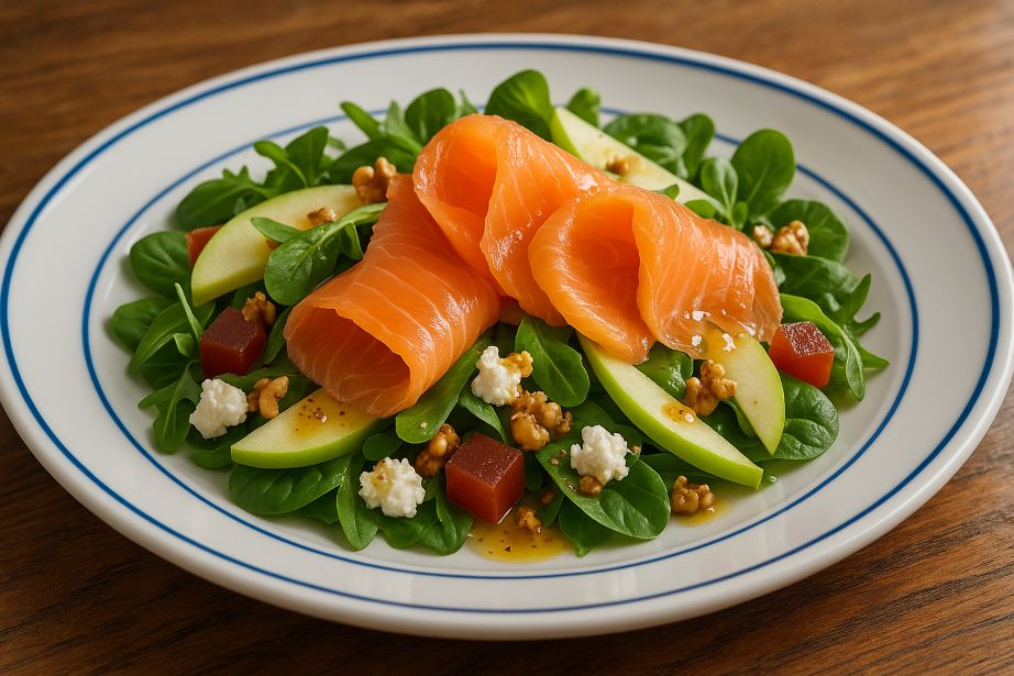 ensalada de salmón y membrillo