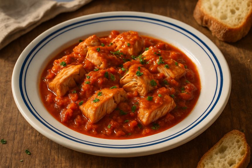 trucha en salsa de tomate